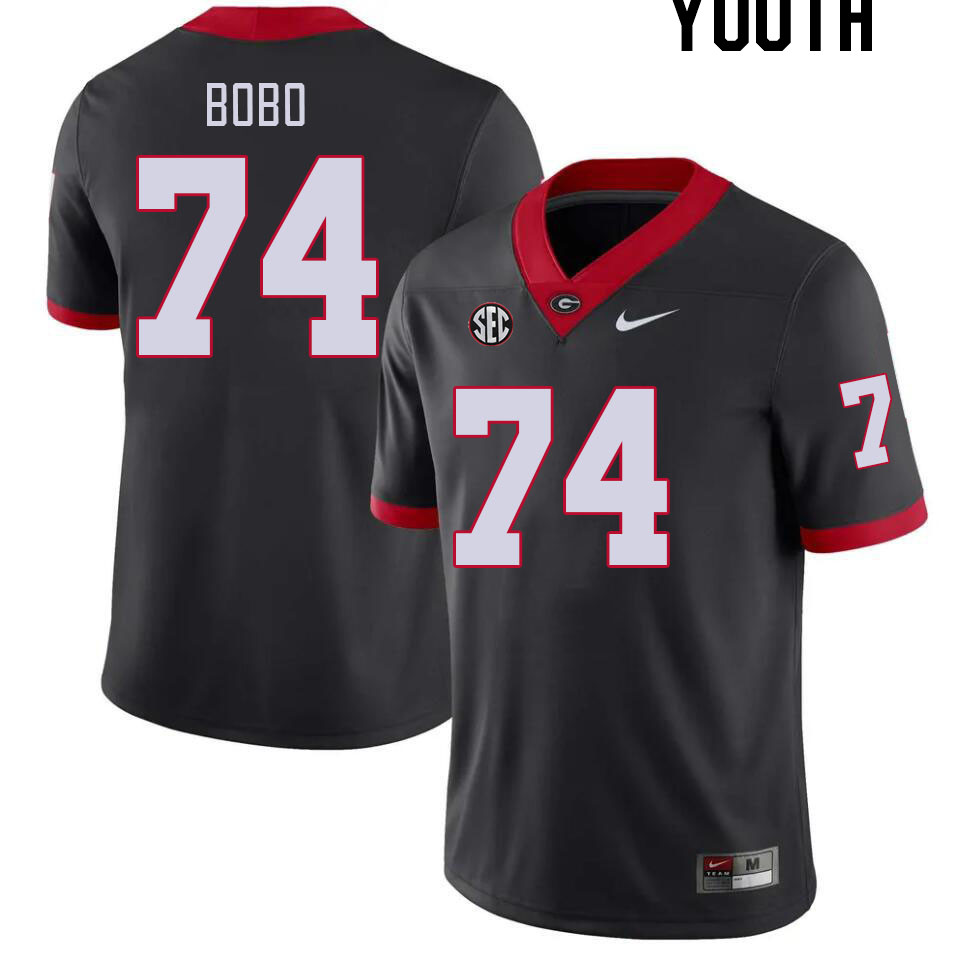 Georgia Bulldogs Youth Drew Bobo #74 Black Stitched College UGA Football Jersey 23OY010HM